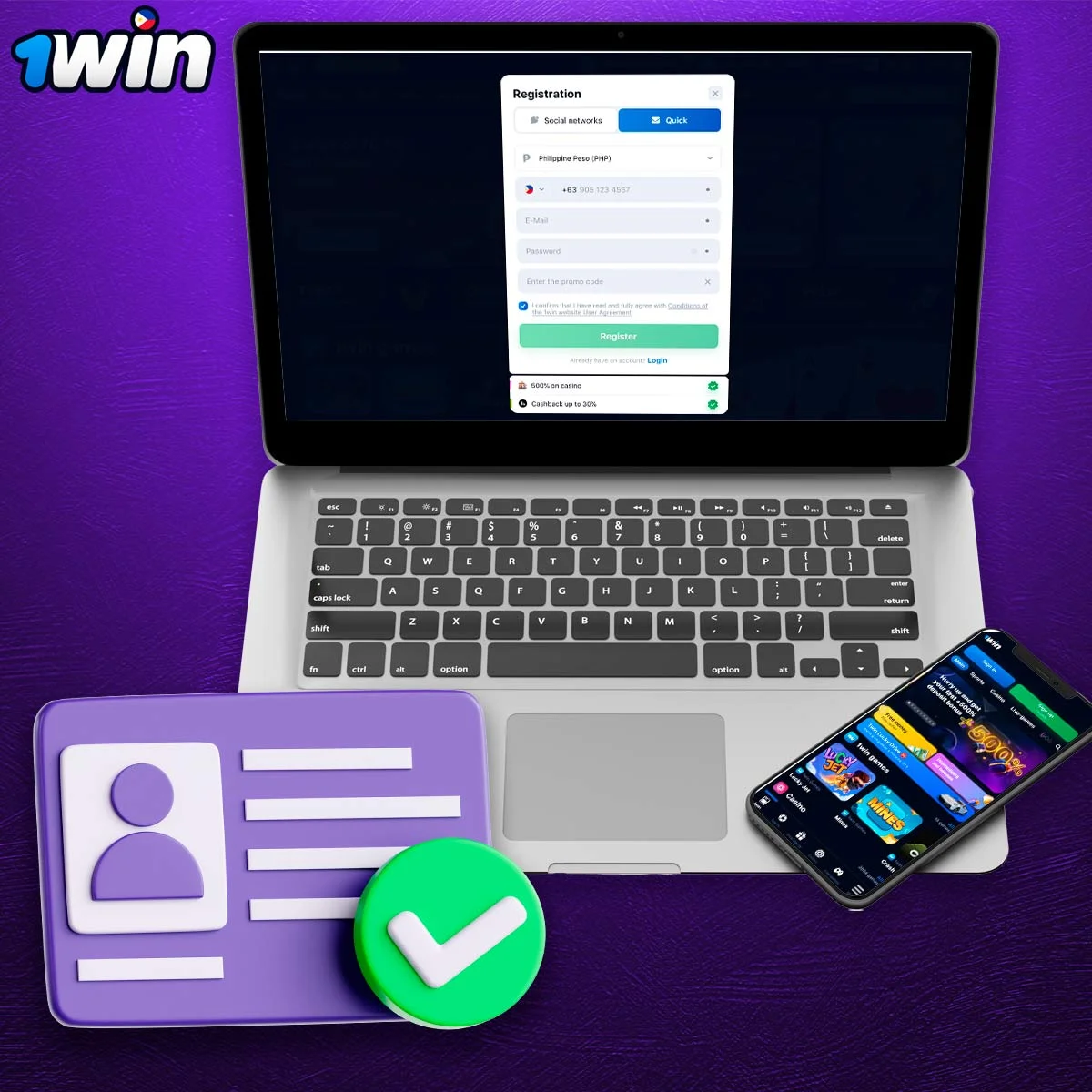 Registration information on 1win